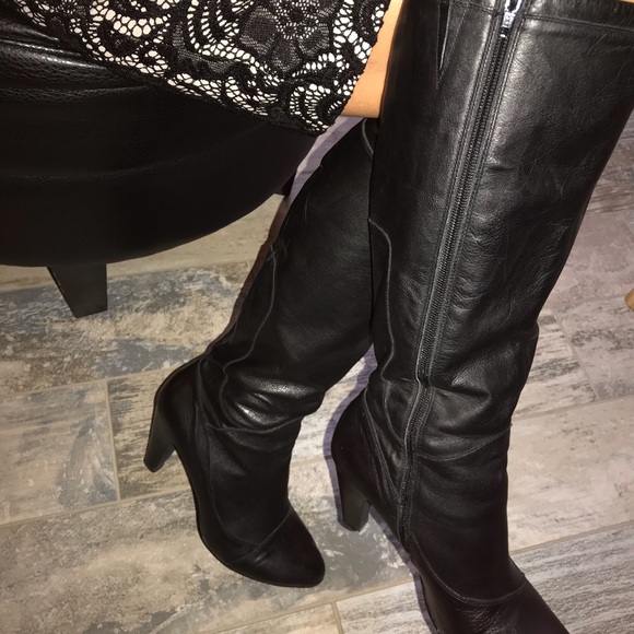 Buttery Soft Black Leather Knee High Boots - Picture 3 of 6